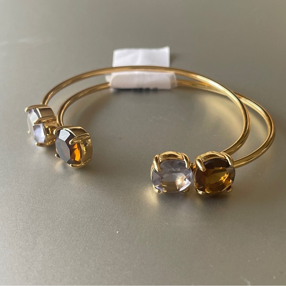 C. WONDER Gold Plated Bling delicate Cuff Spring Birth Stone Bracelet Amethyst